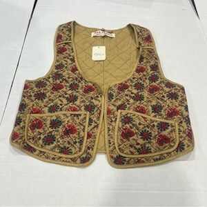 Free People Tan Quilted Vest